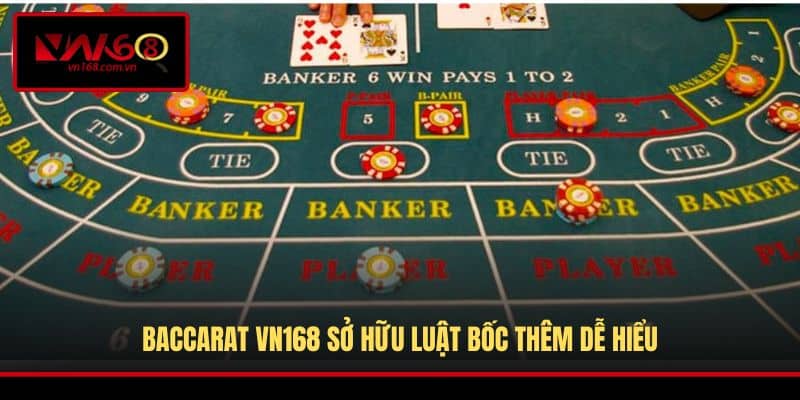 Baccarat VN168 sở hữu luật bốc thêm dễ hiểu